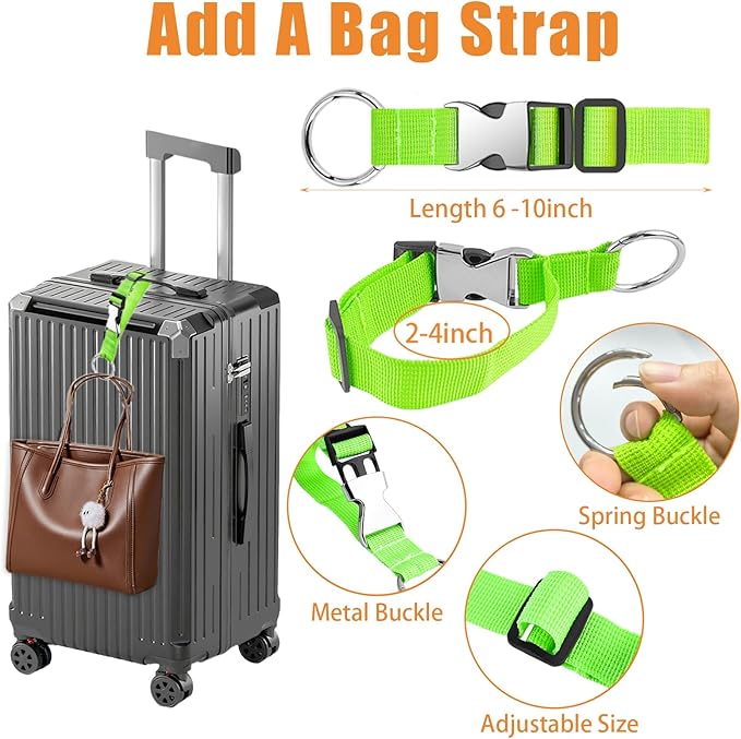 BILIONE 3Pcs Luggage Straps Set - 2 Suitcase Straps 70'' Long and 1 Add A Bag Strap, Adjustable Luggage Identifiers Nylon Travel Belt