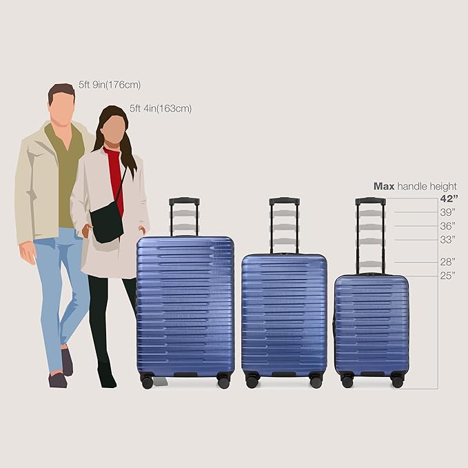U.S. Traveler Boren Polycarbonate Hardside Rugged Travel Suitcase Luggage with 8 Spinner Wheels, Aluminum Handle, Navy, Carry-on 22-Inch, USB Port