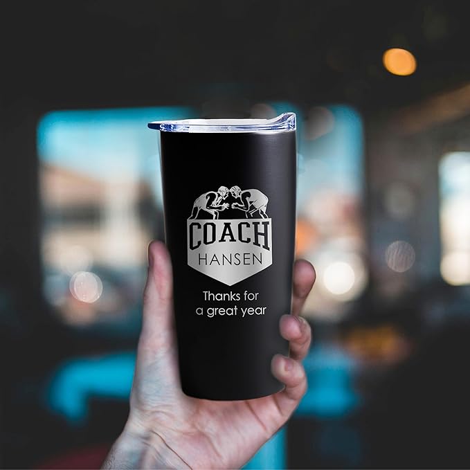 Lifetime Creations Custom Wrestling Coach Tumbler - Wrestler Coach Gifts for Men, Best Coach, Thank You Coaches, Wrestling Senior Night Gifts (Matte Black 20 Ounce Cup)