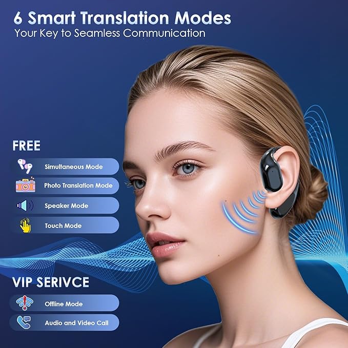 Translation Earbuds Real Time AI: Olycism AI Translator Earbuds with 150 Languages 3 in 1 Translation Headphones Long Battery Life Bluetooth 5.4, iOS Android for Travel Business Study