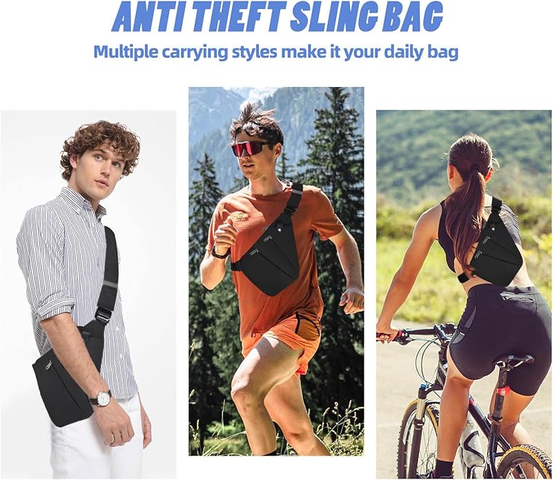 Anti Theft Crossbody Bag,Anti Theft Travel Bag for Women Men,Sling Crossbody Bag for Travel, Sport, Work