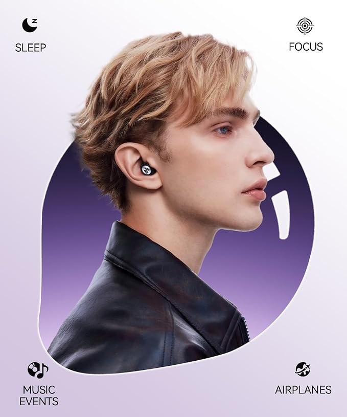 Ear Plugs for Sleeping Noise Cancelling 50dB Concert Earplugs for Noise Reduction Reusable Soft Silicone Ear Plugs for Snoring Shooting Motorcycle Airplanes Musicians with 7 Eartips Case Black