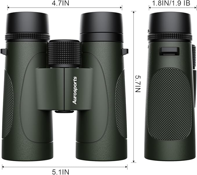 12x42 Binoculars for Adults High Powered: Waterproof HD Bird Binoculars - Large View Easy Focus with Clear Low Light Vision for Hunting Hiking Bird Watching Travel Cruise Green