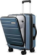 LUGGEX Carry On Luggage 22x14x9 Airline Approved, Polycarbonate Hard Suitcase with Front Pocket (Blue, 20 Inch, 35L)