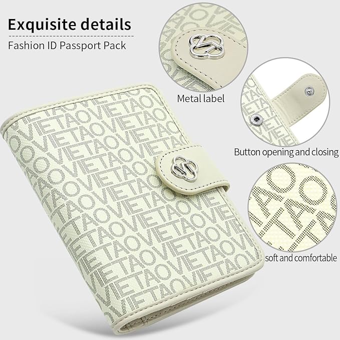 Passport Holder Wallet Bag with AirTag Holder, Card Slots Passport Solt Ticket Cash Solt, Photo Solt Sim Card Pen Slot.White