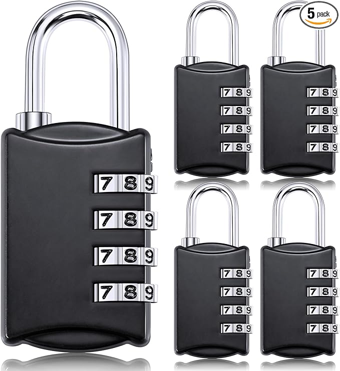 Moxweyeni 5 Pcs 4 Digit Combination Lock Small Combo Luggage Number Locks Outdoor Waterproof Padlock for Traveling Toolbox Gym Door Locker Suitcases Employee Hasp Storage