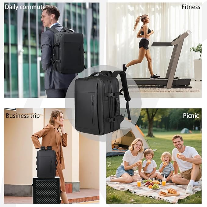 Vacuum-sealed travel computer backpack, Water-Resistant, With vacuum pump, Multiple Compartments, Anti-theft combination lock(Blue)