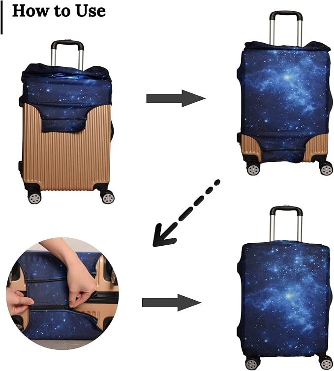 Luggage Cover, Protective Washable Suitcase Cover - Travel Elastic Spandex Suitcase Protector Fits 19 to 20 Inch Galaxy