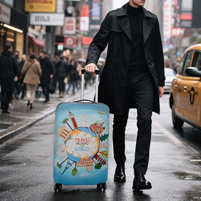 WUJIAONIAO Travel Luggage Cover Baggage Suitcase Cover Protector Skins 18-32 Inch (ocean, XL (for 29-32 inch luggage))