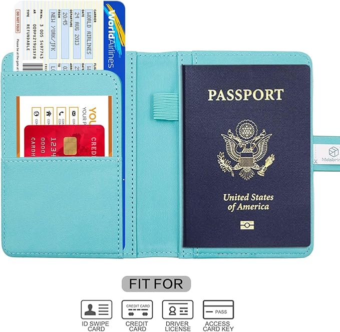 Melsbrinna Premium Leather Passport Holder Covers Case, Waterproof Rfid Blocking Travel Wallet Passport Holder with Pen Holder, Cute Passport Book for Women/Men