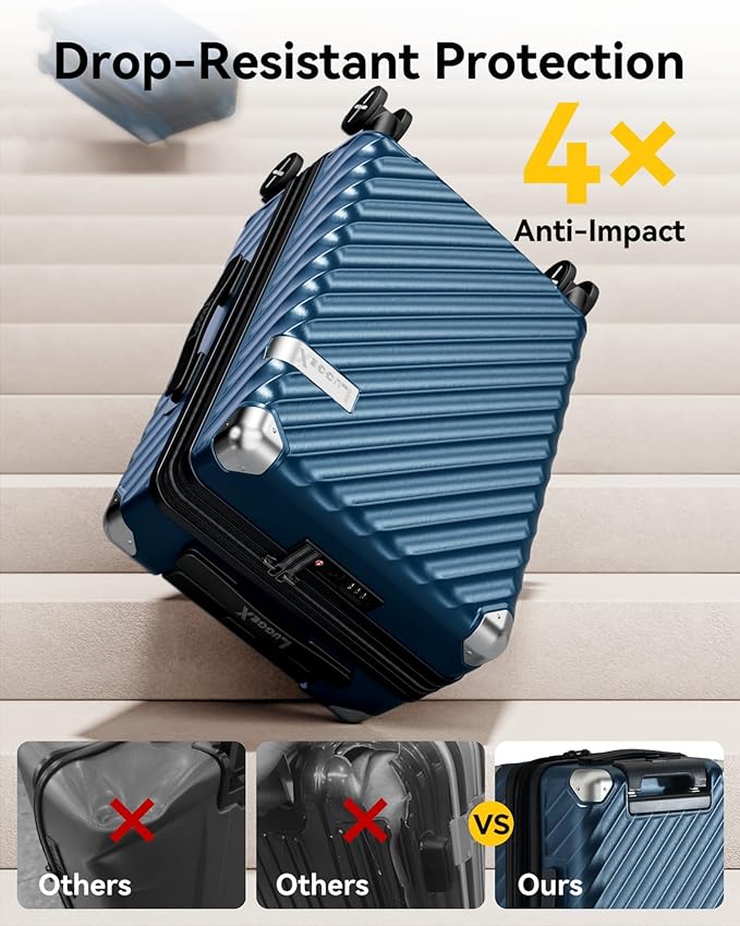 LUGGEX Luggage with Spinner Wheels, Polycarbonate Expandable Hard Shell Suitcase, Carry On 20 Inch, Cherry