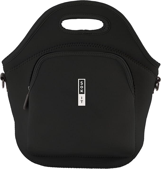Sok It LunchTote Zippered Bag Insulated Neoprene Caddy (Black, X-Large 6.5 Quart Lunch Tote)