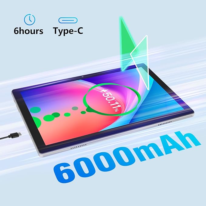Tablet, Android 14 Tablet with 12GB RAM 64GB ROM, Octa-Core Processor Tablets with Keyboard, Mouse, 10.1 Inch 1280 * 800 IPS Touch Screen, Dual Camera, WiFi 6, BT 5.4, 6000mAh Battery