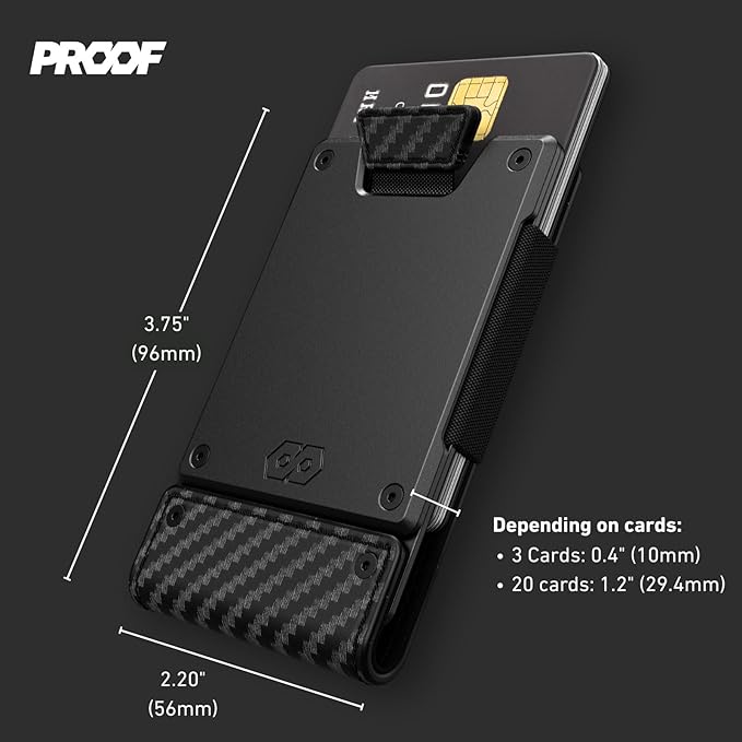 PROOF Wallet | Slim Minimalist Wallets for Men | Leather & Metal | RFID Wallet | Front/Back Pocket | Gift Box | Veteran Owned