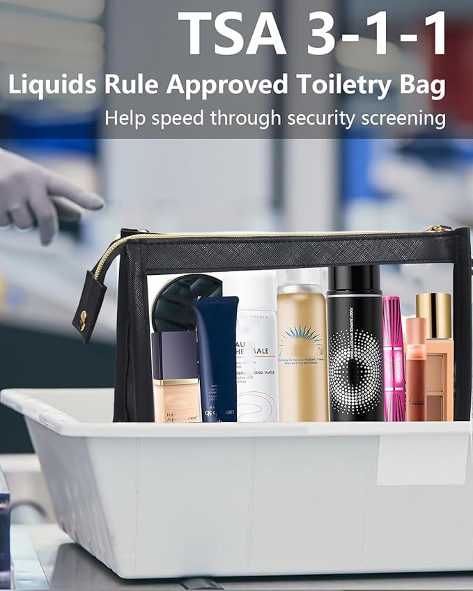 Small Clear Makeup Bag, Waterproof Clear Travel Toiletry Bag Case Cosmetic Bag with Zipper Small Makeup Pouch Travel Bags for Toiletries Travel Essentials Car Organizer