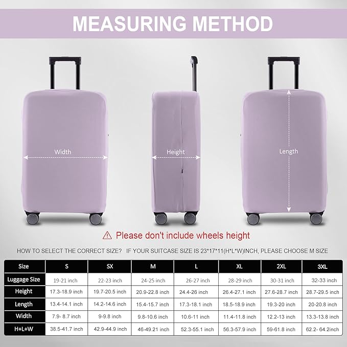 Travel Luggage Cover Suitcase Protector Scratch-Resistant Fit 19-31 Inch Suitcase, Not Included Suitcase (Lavender Purple, 2XL(30-31 inch))