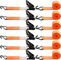6 Pack 2 inch Ratchet Straps Heavy Duty J Hook 2 in x 15ft with Strong Ratcheting, Cargo Load Tie Down Strap 2200lbs Working Load for Trucks Orange