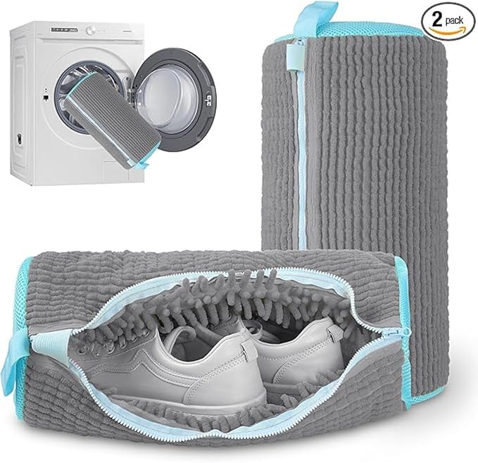 mcdhhemoShoe Washing Machine Bag, Sneaker Laundry Shoe Bag for Washer and Dryer, Durable Mesh Laundry Bags for Delicates Shoes Washing Bag with Side Zip, Reusable Shoe Bag for Gym Shoes(Yellow） (1)