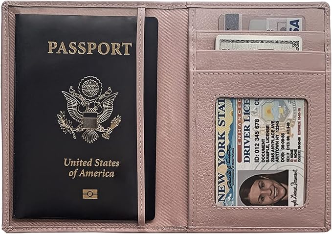 Personalized Monogrammed Blush Leather RFID Passport Wallet