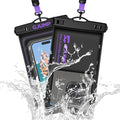 2 Pack Floating Waterproof Phone Pouch, Up to 8.3" IP68 Cellphone Dry Bag Compatible for iPhone 16 15 14 13 Pro Max Samsung Galaxy, Essential for Beach Cruise Ship (Purple*2)