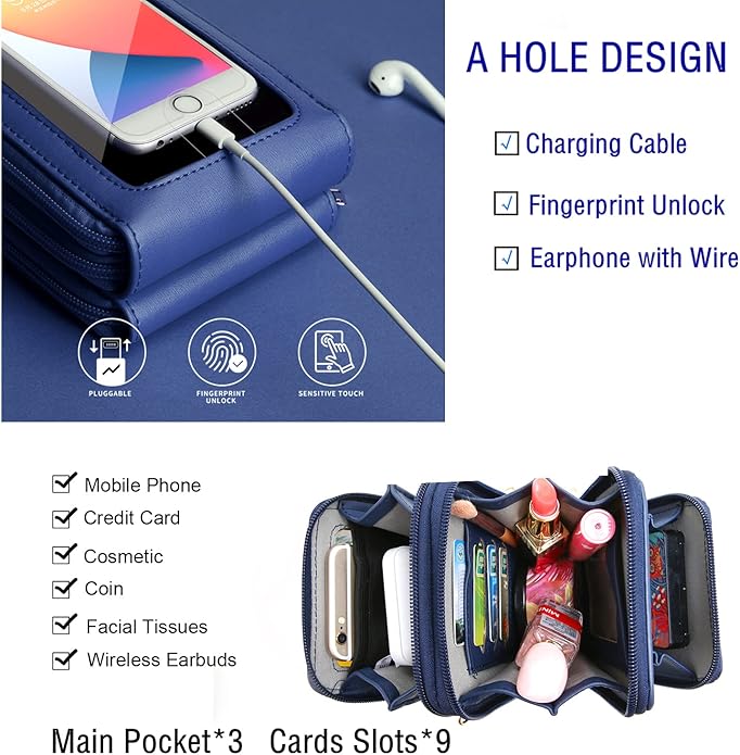 Crossbody Cellphone Purse Women Touch Screen Bag RFID Blocking Wallet Handbag Shoulder Strap