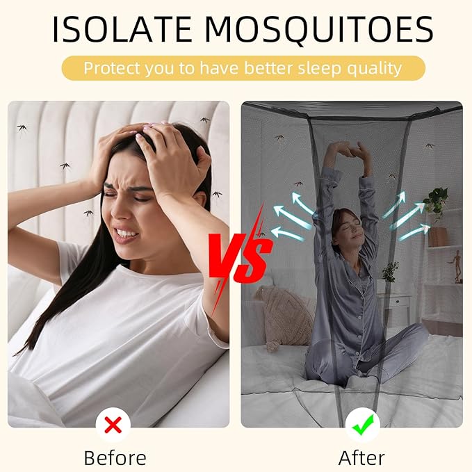 4 Corners Mosquito Net for Mosquiteros para Camas Bed Canopies Netting Bed Drapes Rectangular Mosquito Mesh for Camping Home Outdoor Travel(Black,L75 X W35.5 X H59 Inch,Opening)