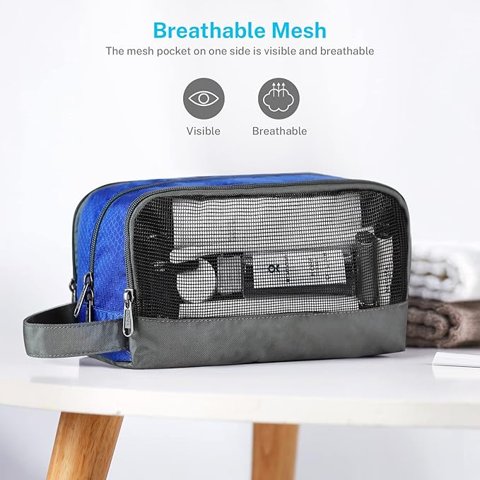 Gonex Travel Toiletry Bag Nylon, Dopp Kit Shaving Bag Toiletry Organizer Blue