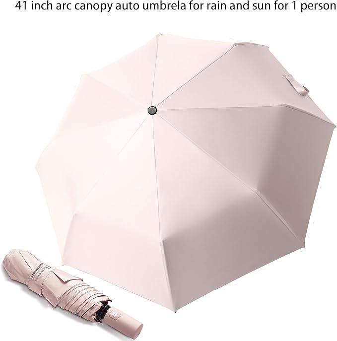BAODINI Small UV Protection Travel Umbrella Compact for Rain and Sun UPF 50+ 41 inch Portable Umbrella for Women and Men