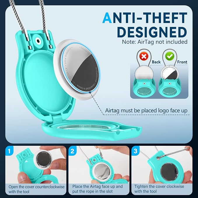 Waterproof Airtag Holder,4 Pack Airtag Case with Secure Lock,Airtags Keychain for Apple Air tag,Anti-Lost Protective Case Air tags Accessories for GPS Tracker Luggage,Key,Pet-Orange/Yellow/Green/Pink