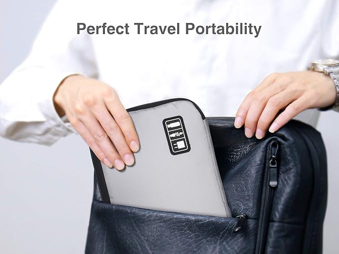 Luxtude Cord Organizer Travel, Flat Cable Organizer Bag, Portable Electronics Organizer, Travel Essentials for Wire/Cord Storage/Charger Case/Cable Storage/Tech Accessories Pouch, Silver Gray