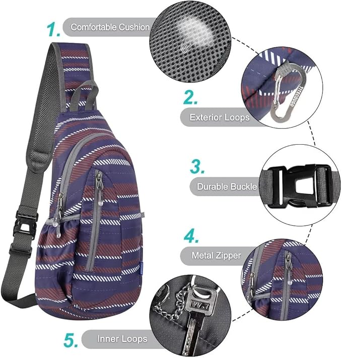 TITECOUGO Small Sling Bag, Lightweight Crossbody Backpack for Men Women, Shoulder Bag for Sports and Outdoor