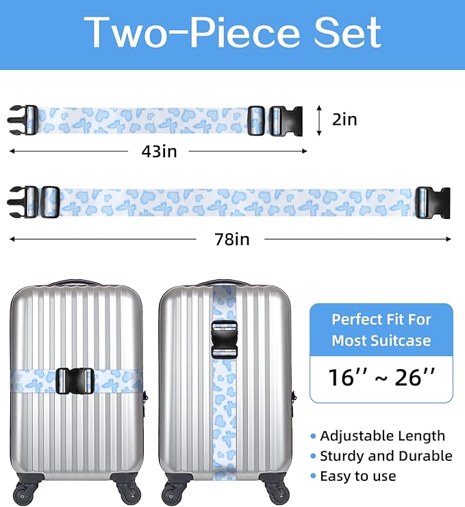 Luggage Straps for Suitcases Travel Belt Luggage Band Heavy Duty Traveling Luggage Identifier Cute Women Girls Unique Accesory,