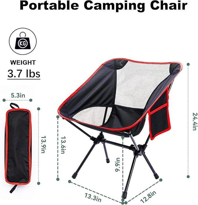 Camping Chairs Portable, Foldable Chair Lightweight, Backpacking Chair for Adults, Folding Chairs for Outside Camp (Medium-2)