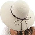 DRESHOW Beach Hats for Women Big Straw Wide Brim Summer Hat Floppy Foldable Roll up Cap Sun Hat UPF 50+