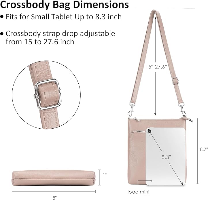 befen Genuine Leather Small Crossbody Purses for Women Travel Cross Body Bags Lightweight with Adjustable Shoulder Strap