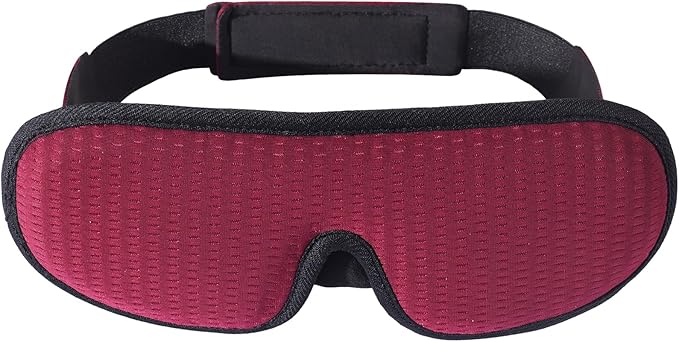 Sleep Mask for Men and Women 3D Contoured Eye Mask Patented Adjustable Light Blocking Night Mask for Sleeping (Red)