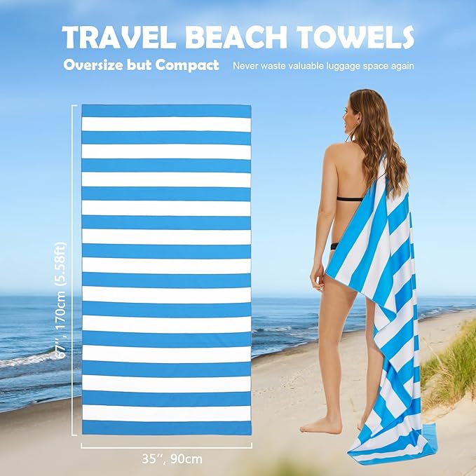 Your Choice Microfiber Quick Dry Sand-Free Beach Towel for Adults & Kids (67x35 Inch, 60x30 Inch) - Oversized, Compact, Lightweight, Absorben