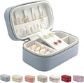 Small Jewelry Travel Case For Womens Small Rectangle PU Leather Jewelry Box With Zipper 2.56" H Portable Travel Jewelry Case For Earring Rings Necklaces Bracelets Blue Jewelry Gifts Box