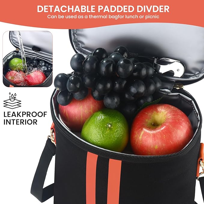 2-Bottle Insulated Wine Carrier Tote - Leakproof Padded 900D Oxford Wine Cooler Bag for Travel, Picnics, Beach & Parties - Ideal Wine Gift for Wine Lovers