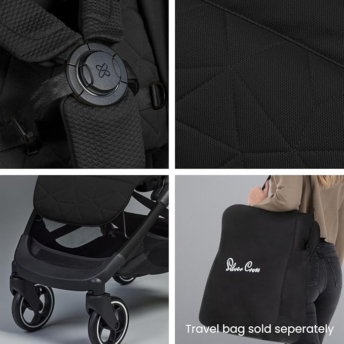 Silver Cross Clic Compact Stroller – Lightweight Travel Stroller for Newborn to Toddler (Birth to 55 lbs), One-Hand Fold, Lie-Flat Seat, Airplane Cabin Approved, UPF50+ Canopy (Space)