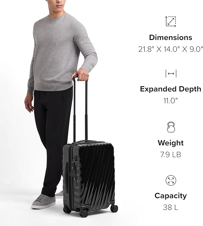 TUMI - 19 Degree International Expandable 4 Wheeled Carry-On - Hard Shell Suitcase - 21.8" X 14.0" X 9.0" - Black
