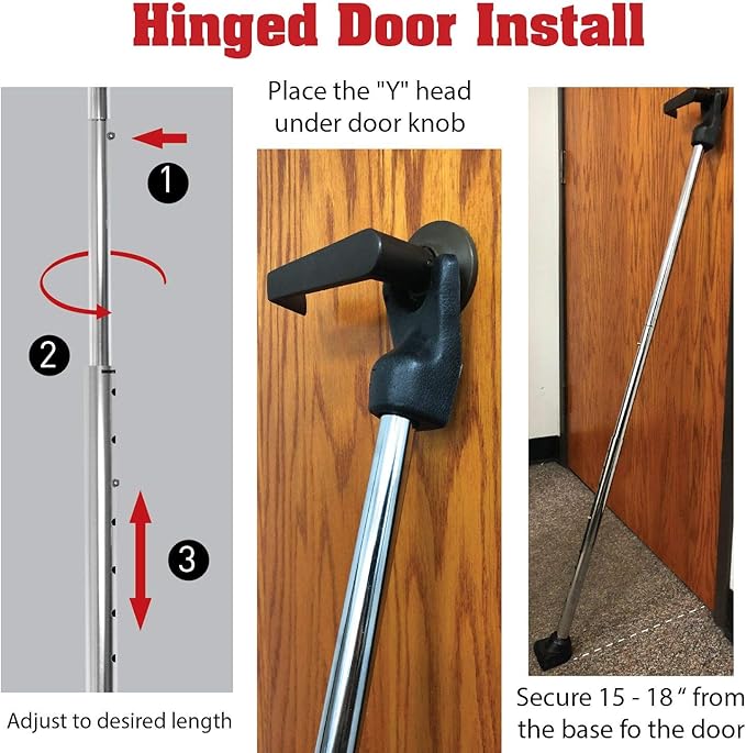 Door Security Bar, SECURITYMAN 2 in 1 Adjustable Door Stoppers Security Bar & Sliding Door Security Bar - Heavy Duty Door Lock Stick Jammer for Apartment, Dorm, Front Door Inside Safety Must Haves