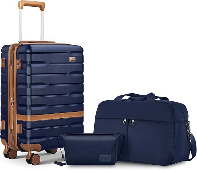 Carry On Luggage Set 22x14x9 Airline Approved， Expandable Hard Shell Suitcase with Spinner Wheels TSA Lock，3 Piece Lightweight Travel Luggage (Navy)