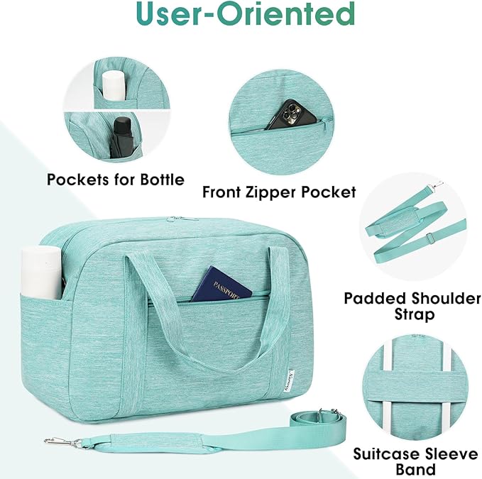 Narwey 18" Carry on Bag with Laptop Compartment 14 Inch Travel Duffel Bag for Spirit Airlines Personal Item Bag Overnight Weekender Bag with Wet Pocket for Women and Men (Mint Green)