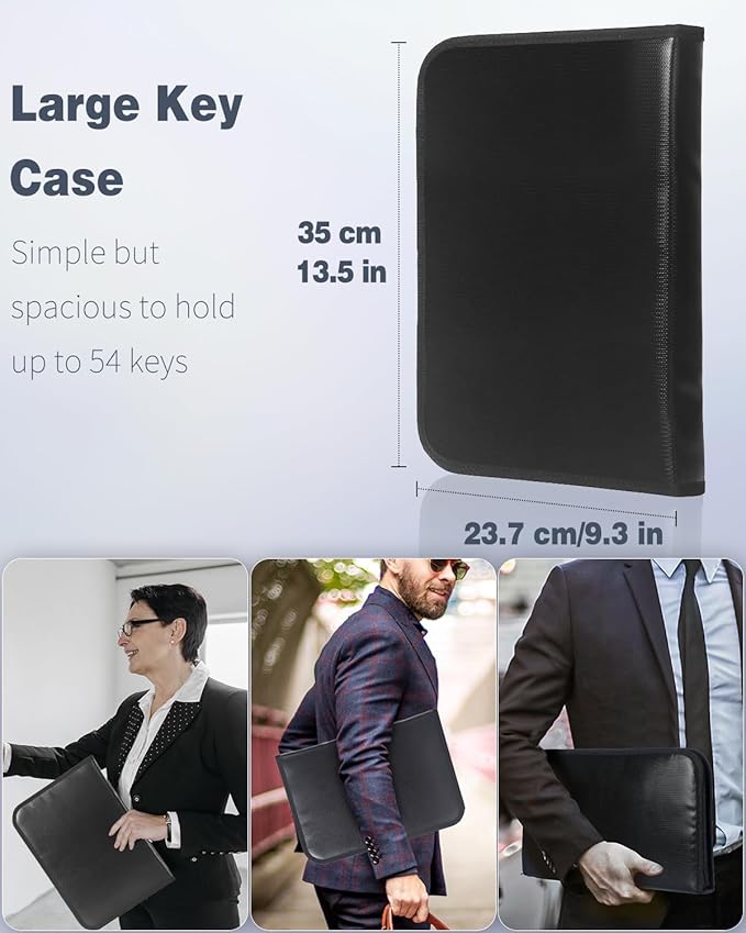 Uniclife Portable Zippered Key Case Waterproof and Fireproof Key Organizer with 54 Colorful Key Tags and Hooks Key Storage Book for Offices Real Estate Agencies Hotels and Rental Management