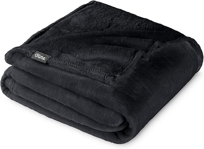 Bare Home Fleece Blanket - Twin/Twin Extra Long - Ultra-Soft Lightweight for Bed, Sofa, and Couch - Luxury Microplush - Cozy Warm Blanket (Twin/Twin XL, Black)