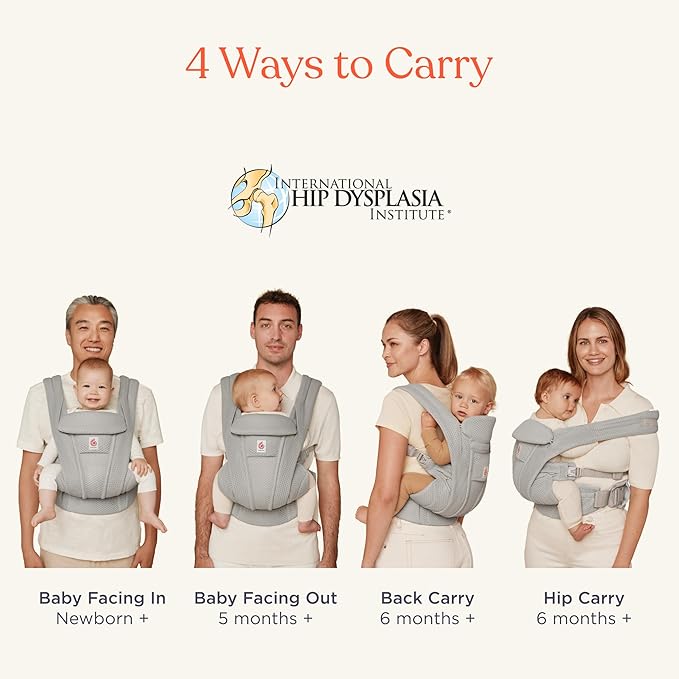 Ergobaby Omni Deluxe Baby Carrier Newborn to Toddler - Breathable Baby Carriers for Summer - All-Position Carrier with Enhanced Lumbar Support & Airflow (7-45 Pounds), Natural Linen