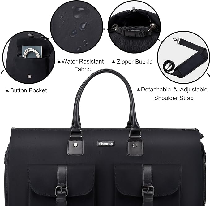 Modoker Garment Convertible Weekender Bag,Carry on Canvas Garment Duffle Bag Heavy Duty Overnight Bags for Men Women