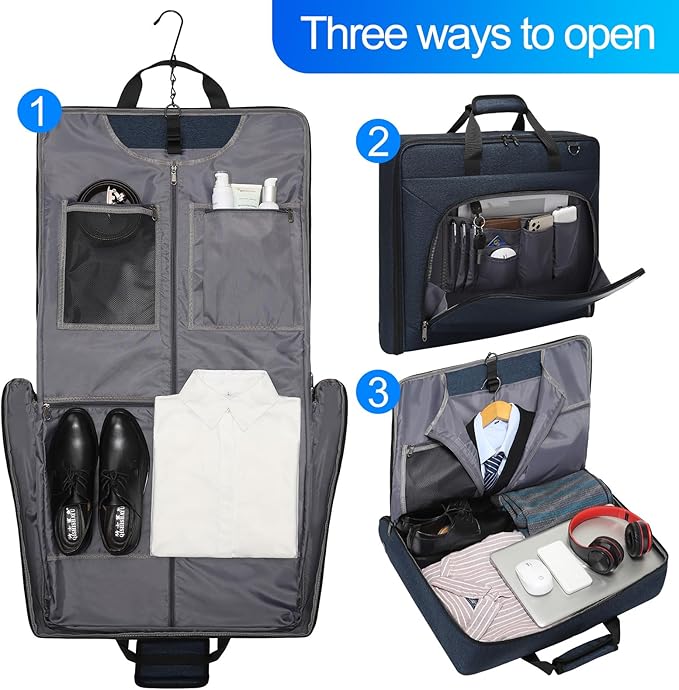 Modoker Suit Luggage Garment Bag with Shoulder Strap, Suit Carry on Bag Hanging Suitcase Garment Bags for Men Women Business Travel