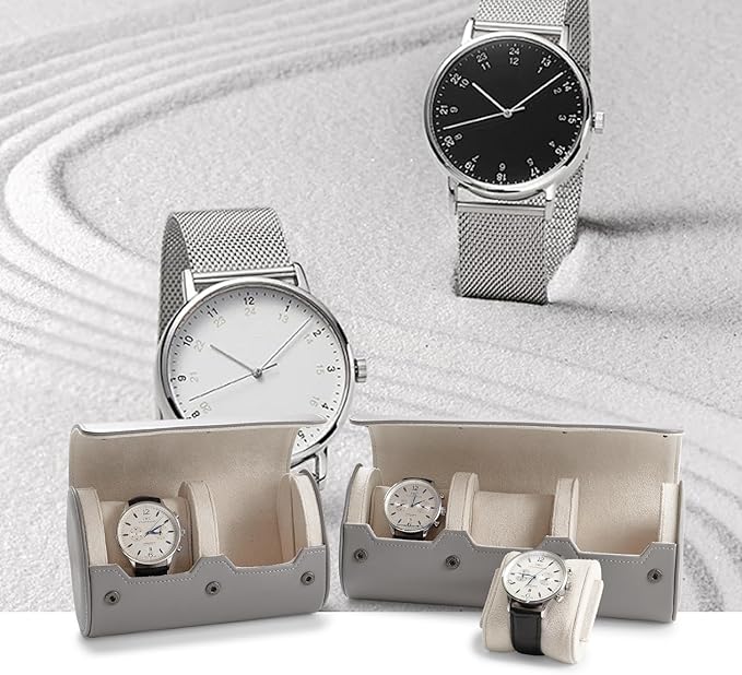 Oirlv Luxury Leather Watch Storage Case Watch Box for Mens Jewelry Organizer Case Jewelry Gift Box for Birthday Fathers Day Anniversary(1 slot, Grey)